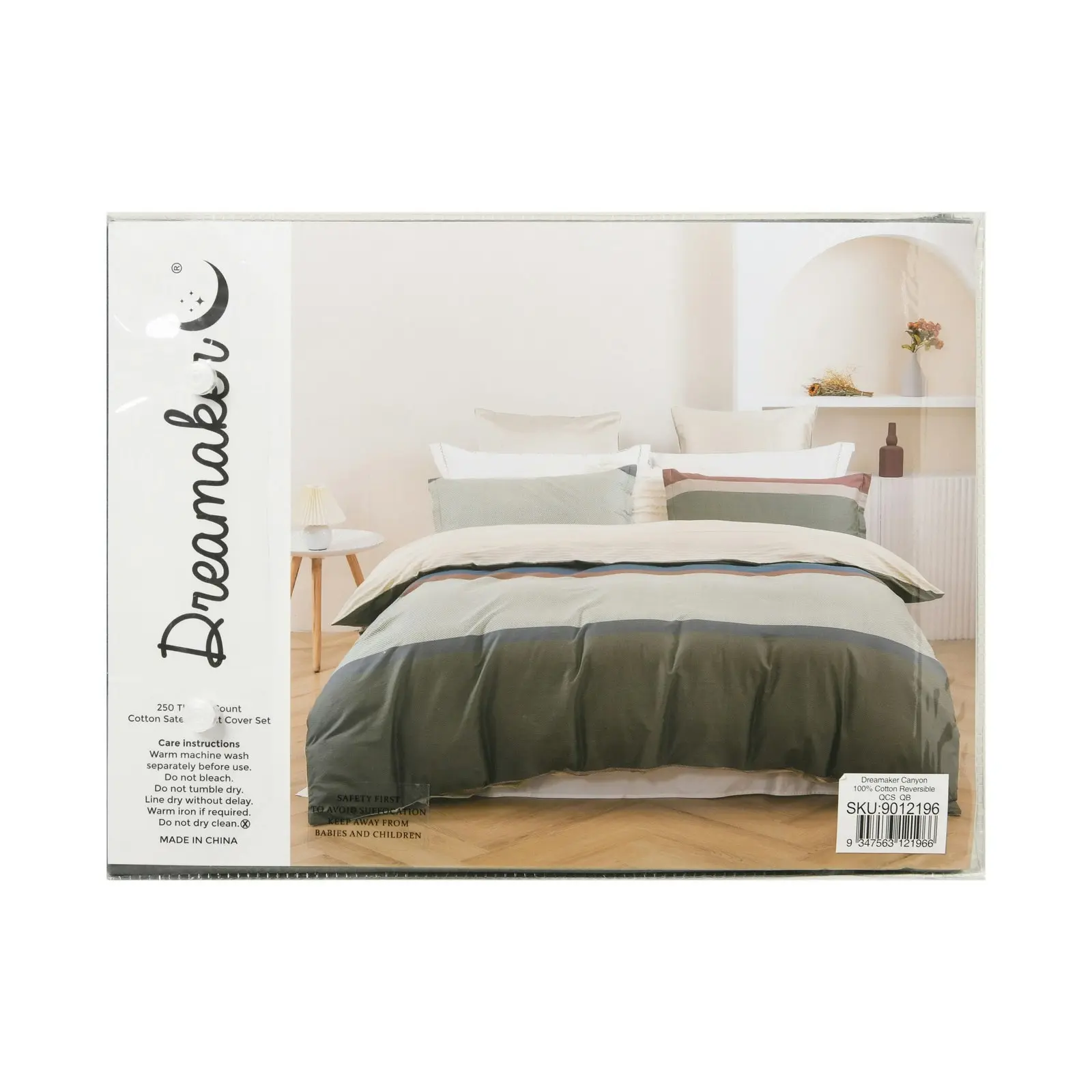 Dreamaker Canyon 100% Cotton Reversible Quilt Cover Set Single Bed