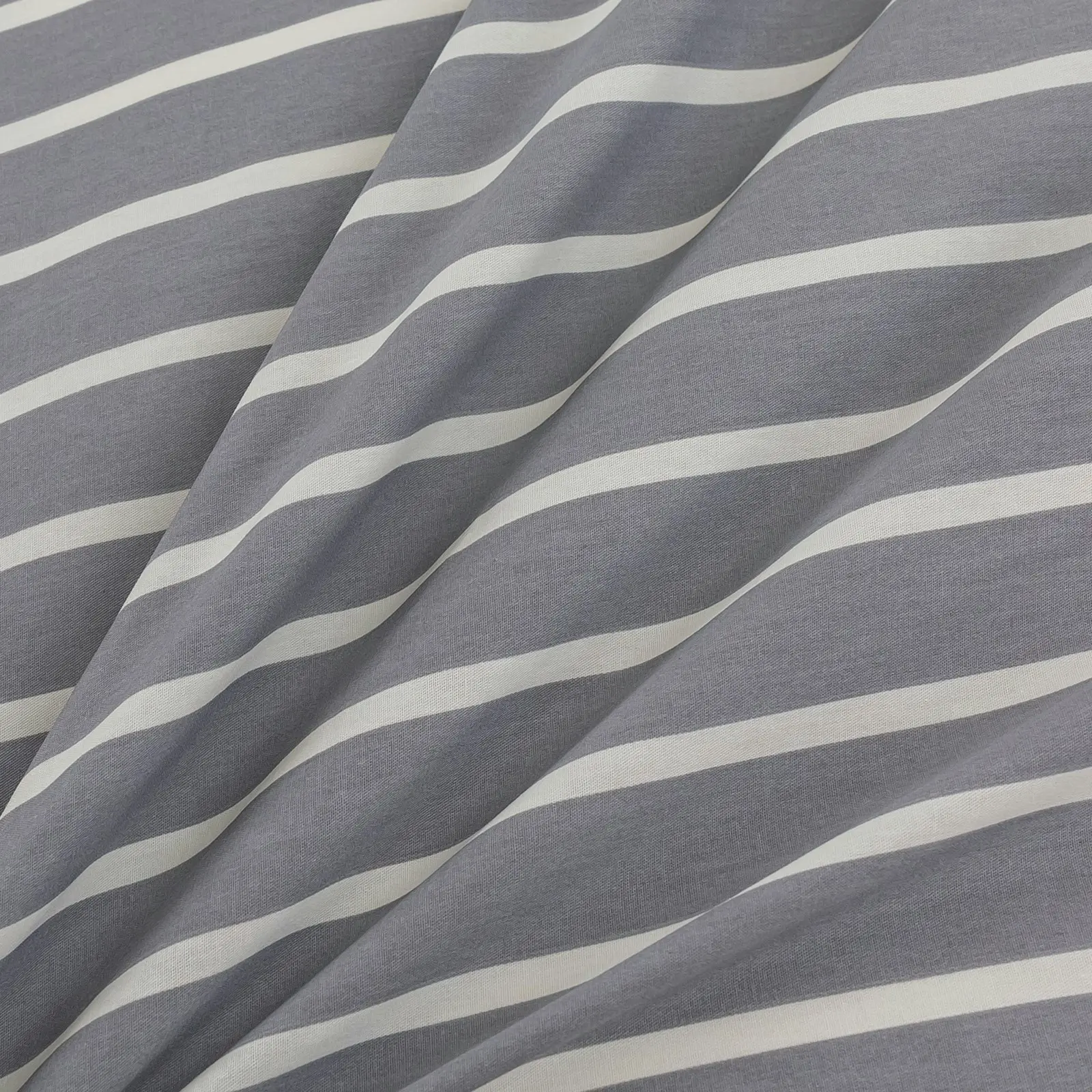 Dreamaker Miller Stripe 100% Cotton Reversible Quilt Cover Set King Single Bed Grey