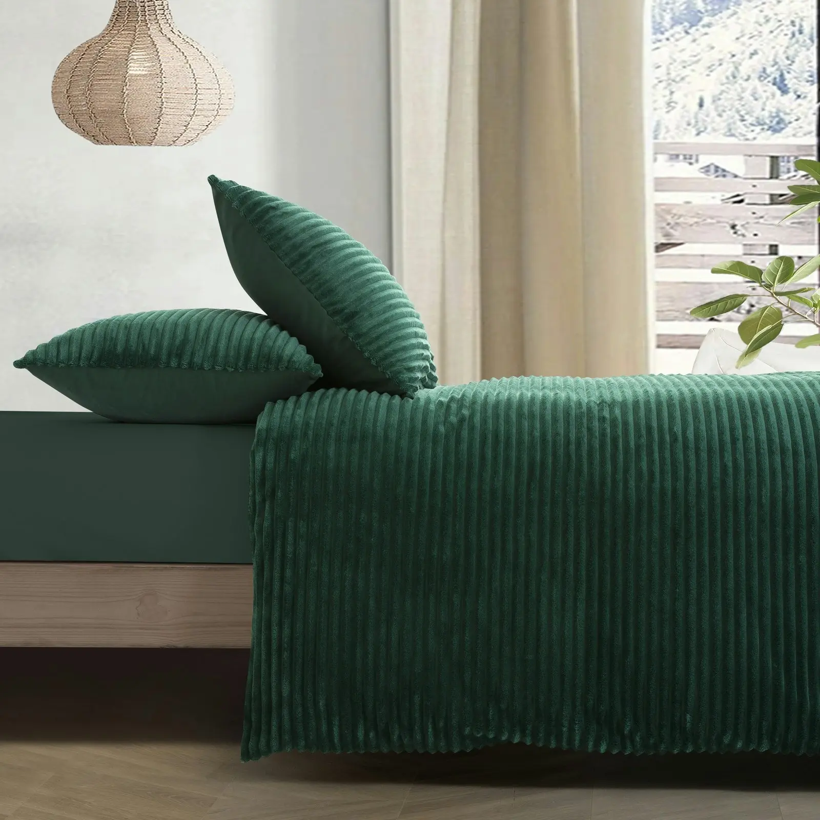 Dreamaker Embossed Teddy Fleece Quilt Cover Set Emerald Single Bed