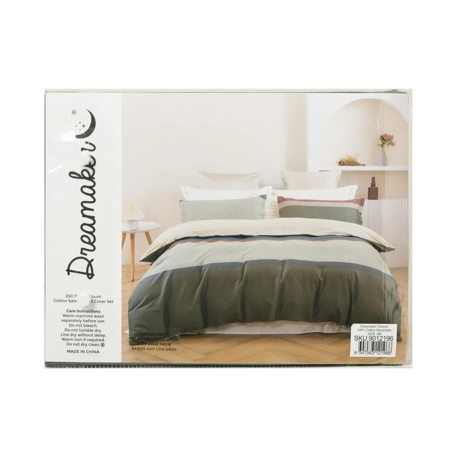 Dreamaker Canyon 100% Cotton Reversible Quilt Cover Set Double Bed