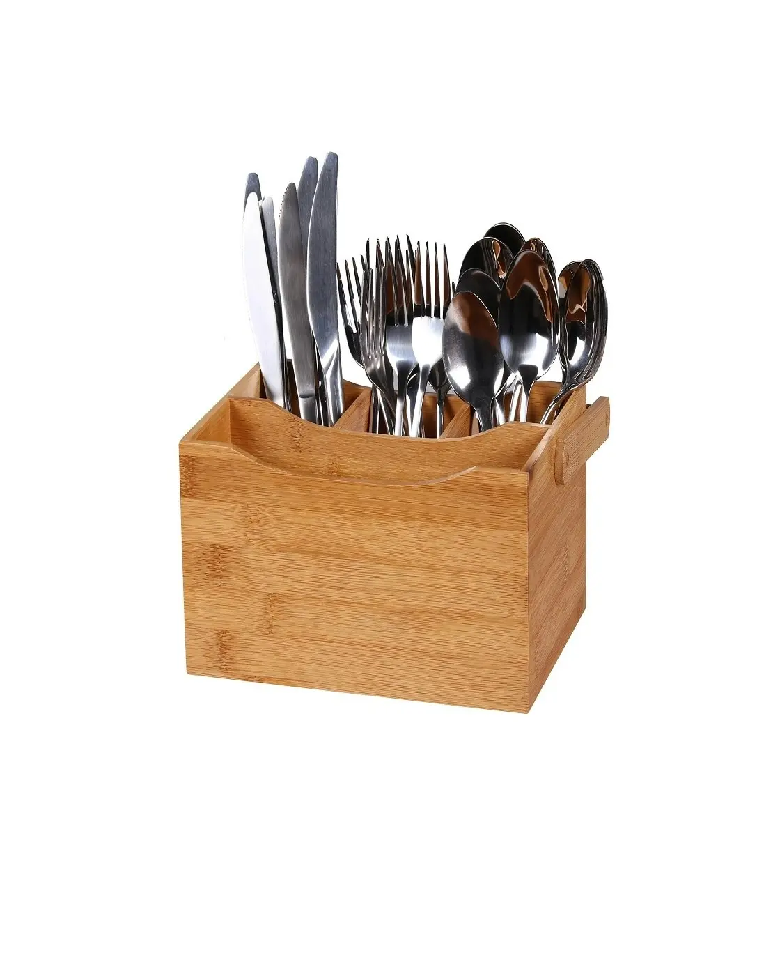 Sherwood Home Bamboo Cutlery Caddy Natural Brown Holds Knife/Fork/Spoon and Napkin/Serviette