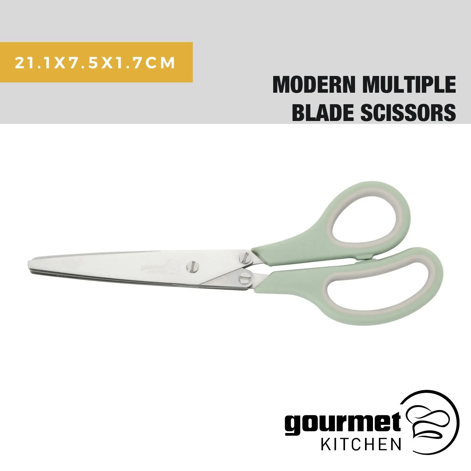 Gourmet Kitchen Modern Multiple Blade Scissors Sage 21.1x7.5x1.7cm