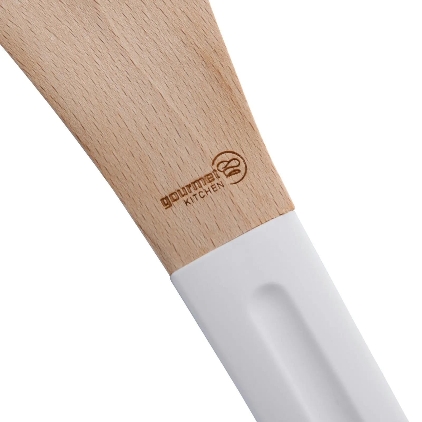 Gourmet Kitchen Modern Beech Wood Corner Spoon with Silicone Grip White 30.4x7x1.5cm