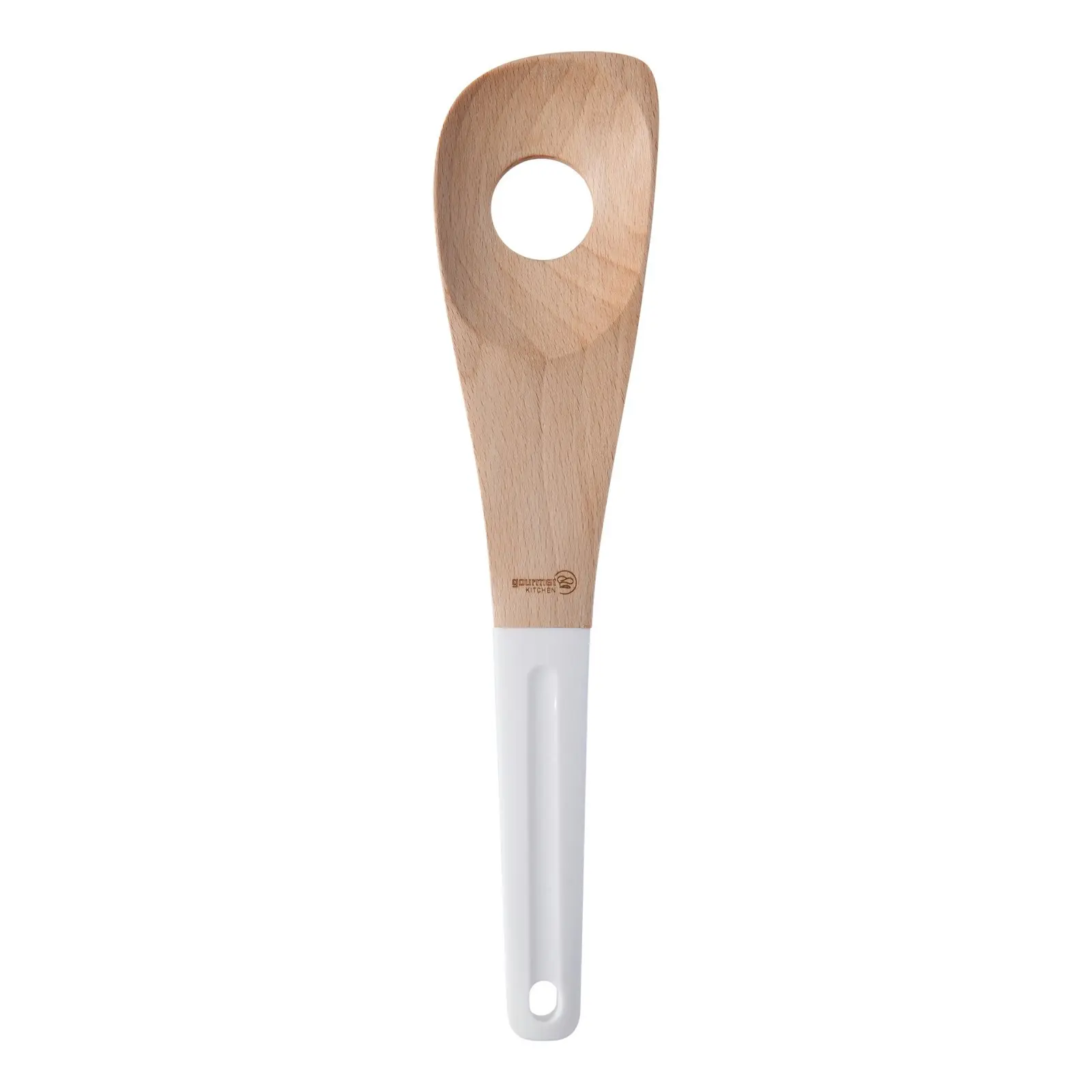 Gourmet Kitchen Modern Beech Wood Corner Spoon with Silicone Grip White 30.4x7x1.5cm