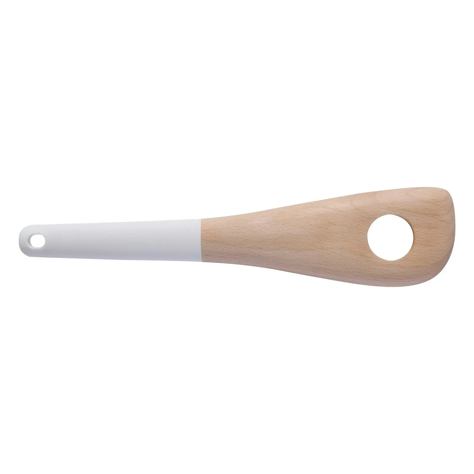 Gourmet Kitchen Modern Beech Wood Corner Spoon with Silicone Grip White 30.4x7x1.5cm