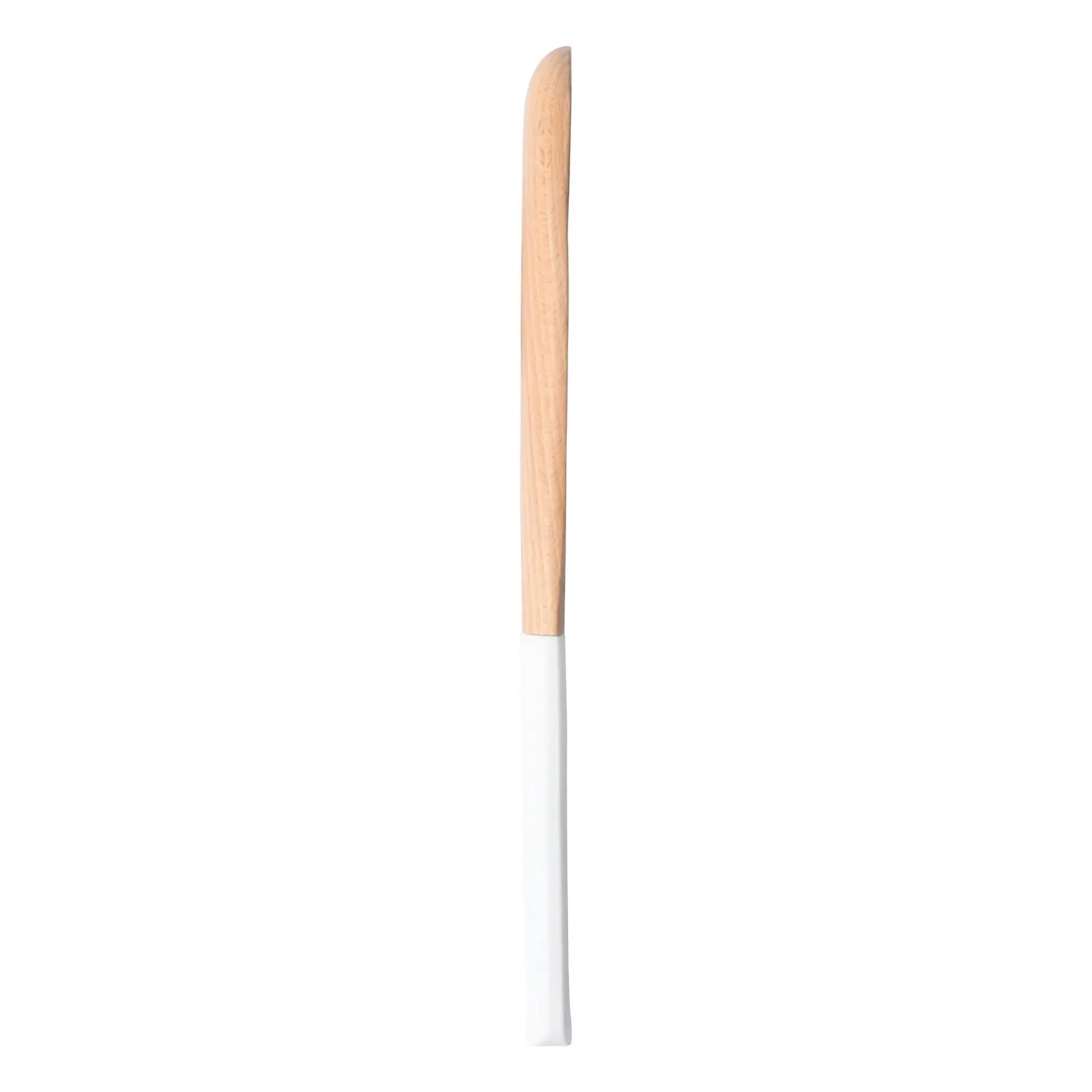 Gourmet Kitchen Rustic Beech Wood Slotted Spoon with Silicone Grip White 30x6.5x1.5cm