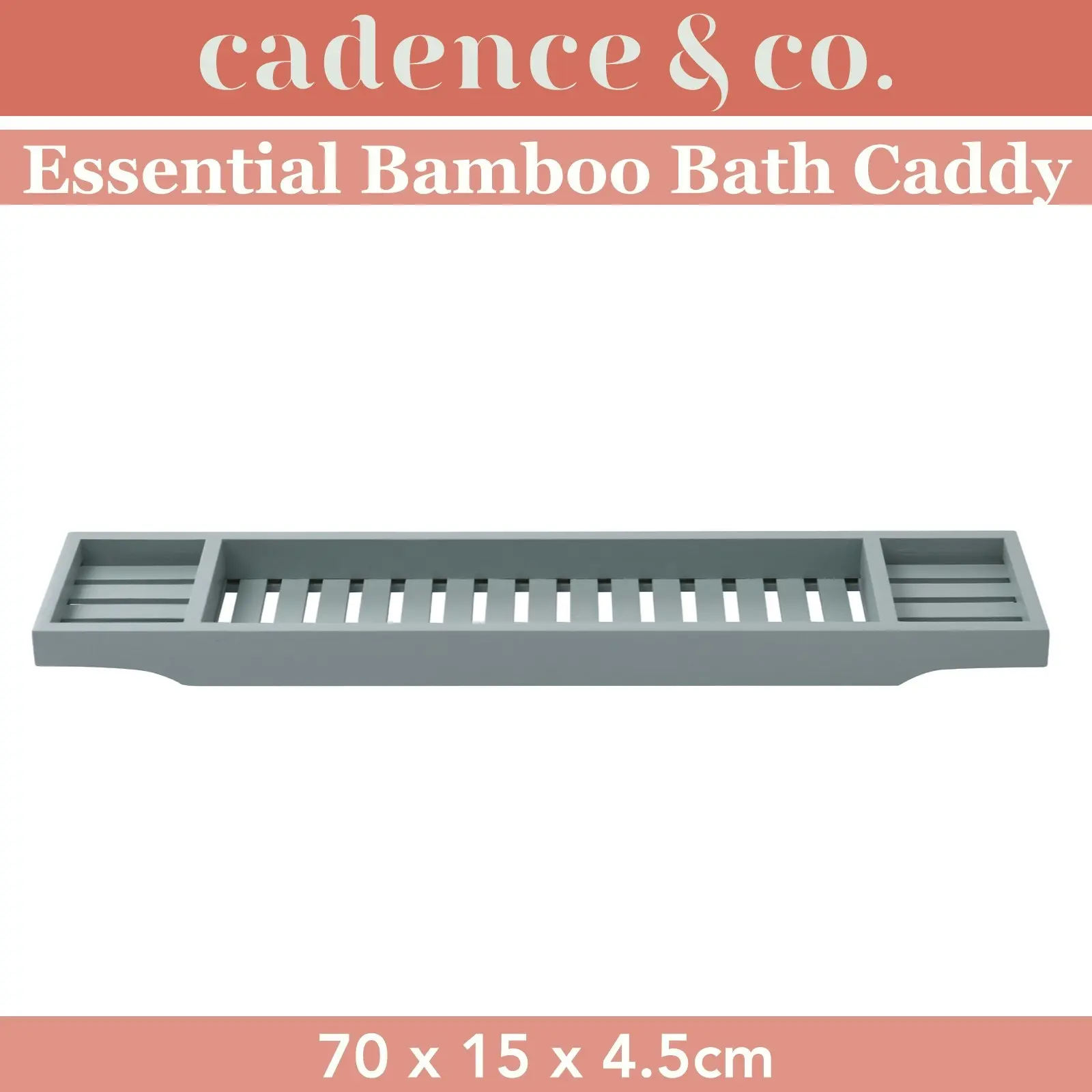 Cadence & Co. Essential Bamboo Bath Caddy Sage 70x15x4.5cm