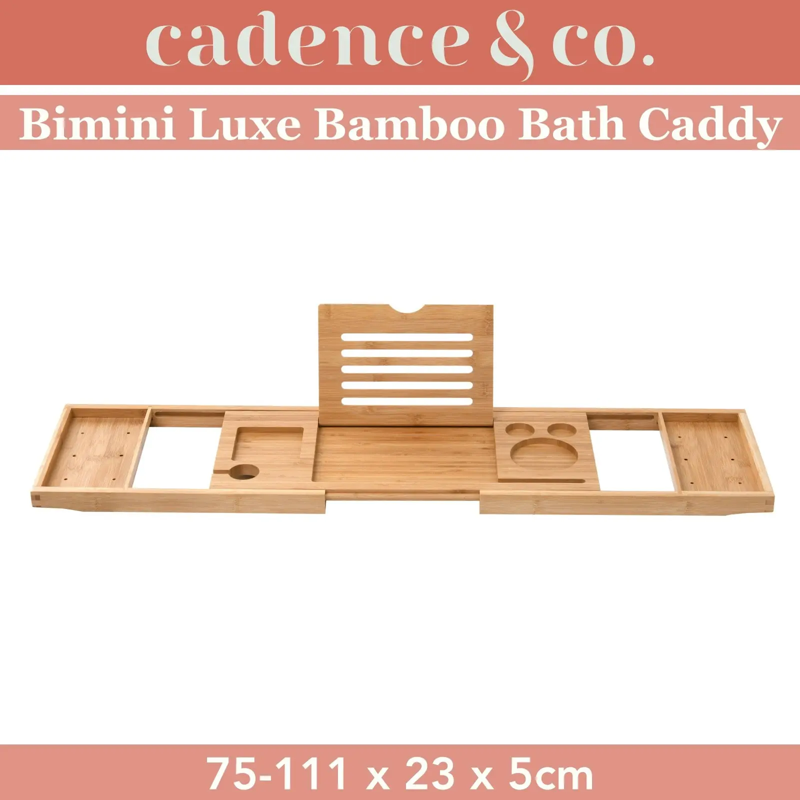 Cadence & Co. Bimini Luxe Bamboo Bath Caddy Natural