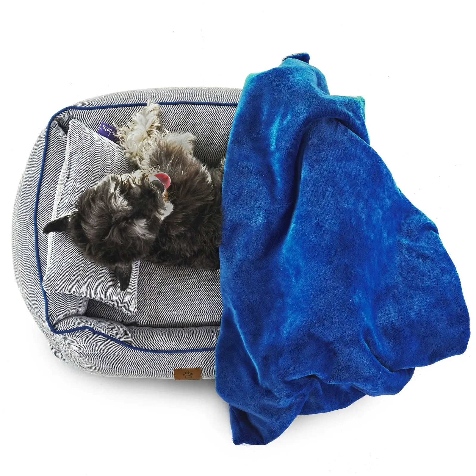 Charlie's Hampton Herringbone 3pc Dog Bed Blue Small