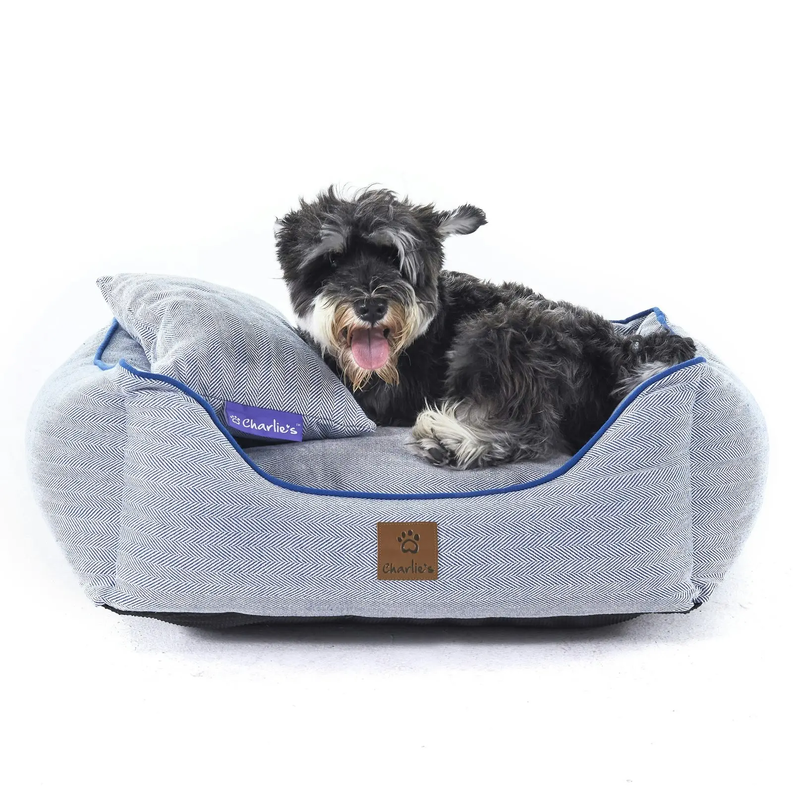 Charlie's Hampton Herringbone 3pc Dog Bed Blue