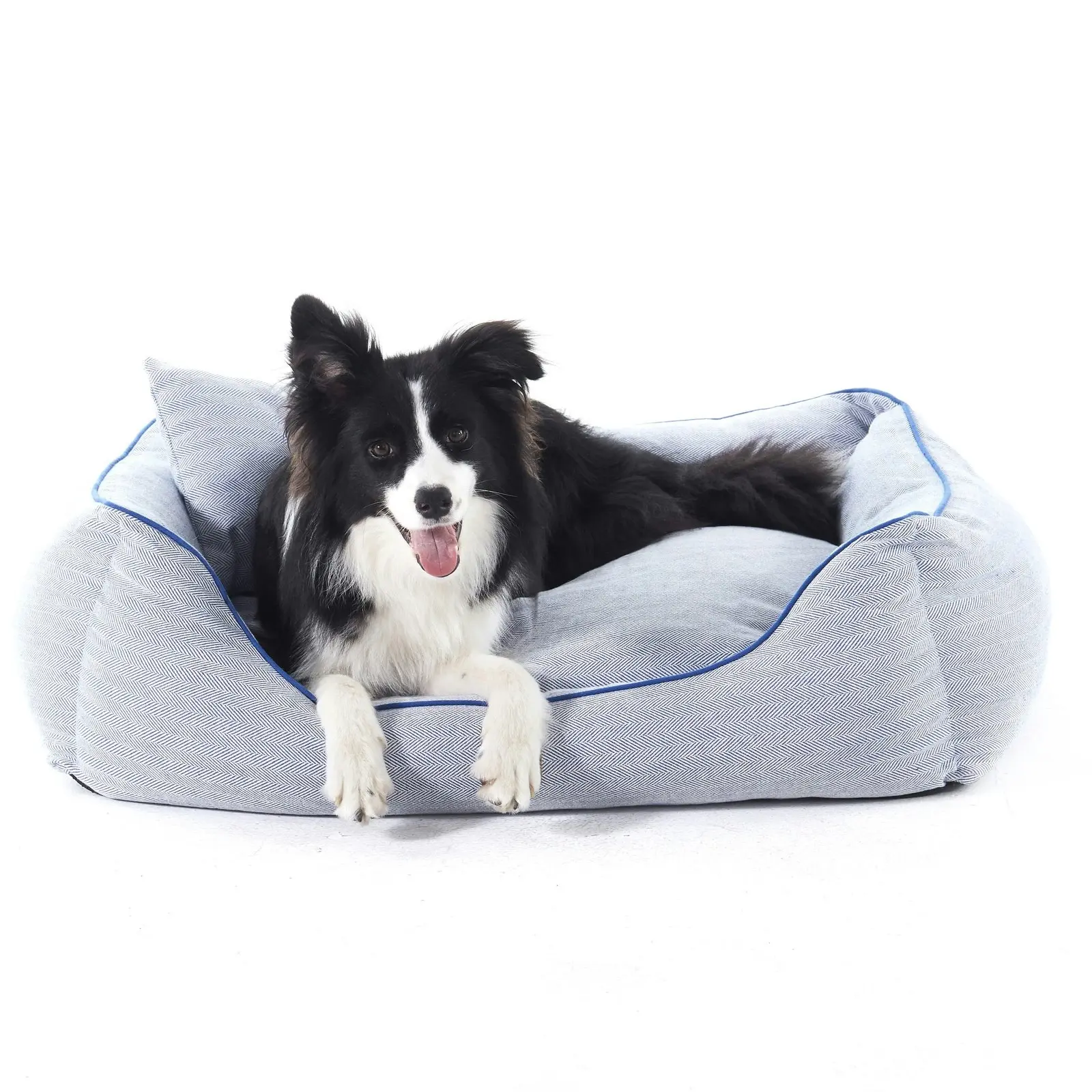 Charlie's Hampton Herringbone 3pc Dog Bed Blue