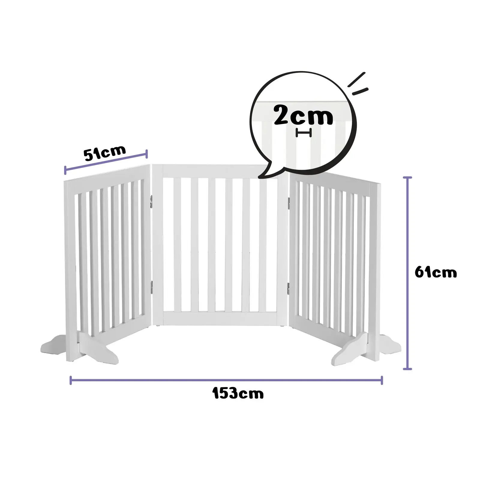 5000542 3 Panel Freestanding Pet Gate White