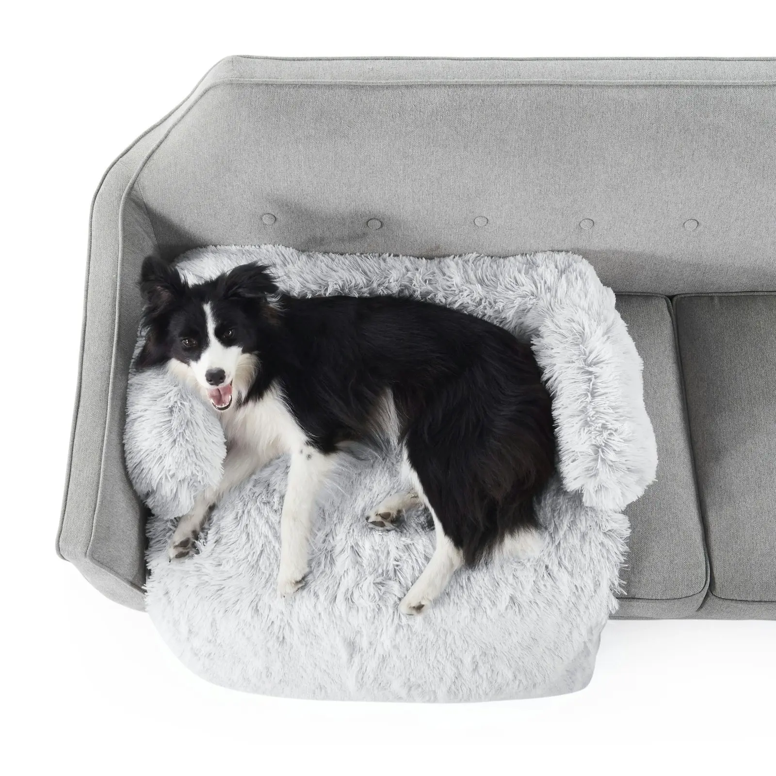 Charlie's Shaggy Faux Fur Bolster Sofa Protector Calming Dog Bed Arctic White Large