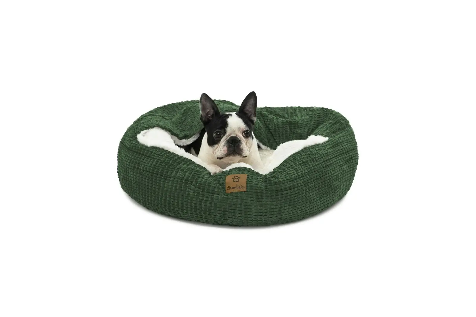 Charlie's Snookie Hooded Calming Dog Bed Eden Green Medium