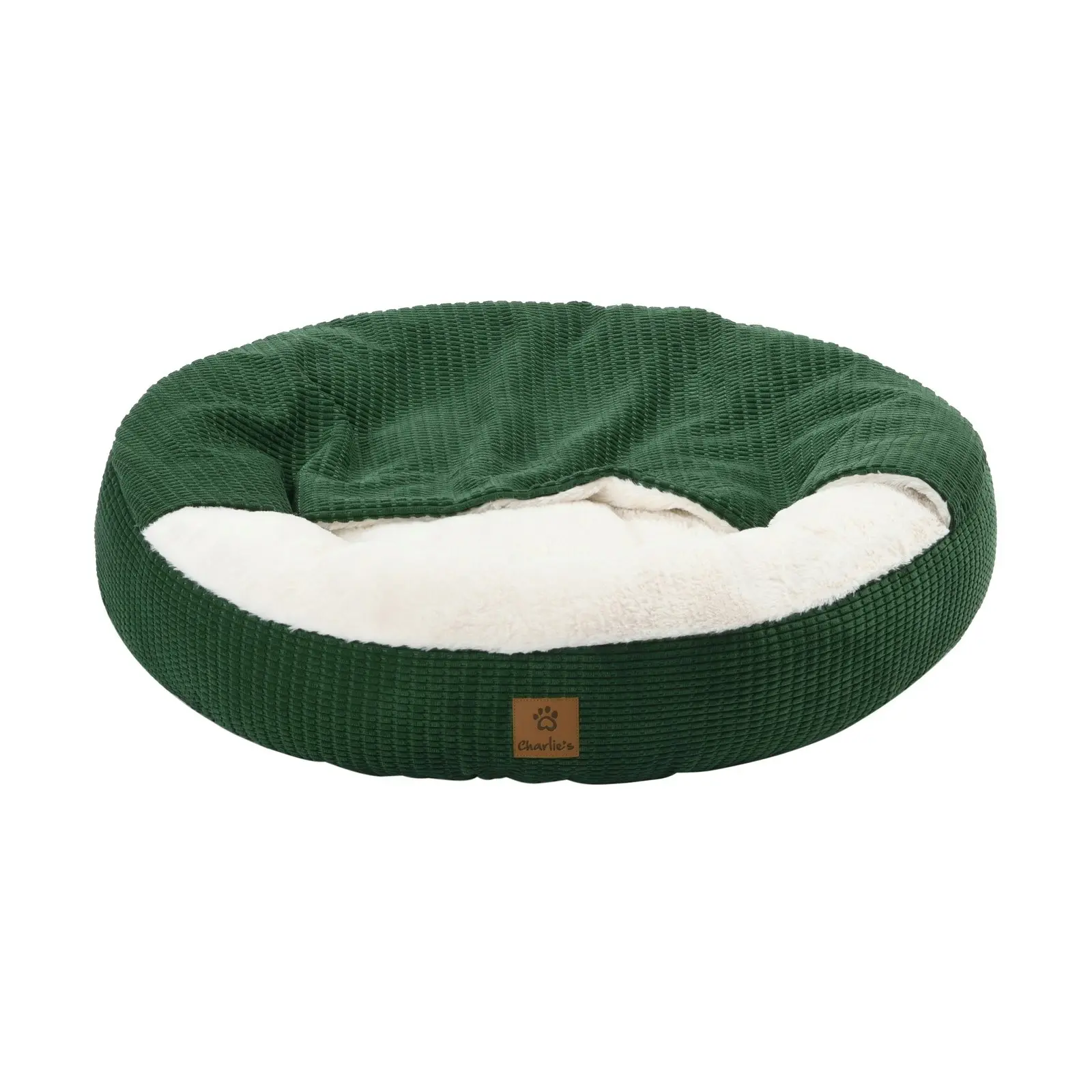 Charlie's Snookie Hooded Calming Dog Bed Eden Green Medium