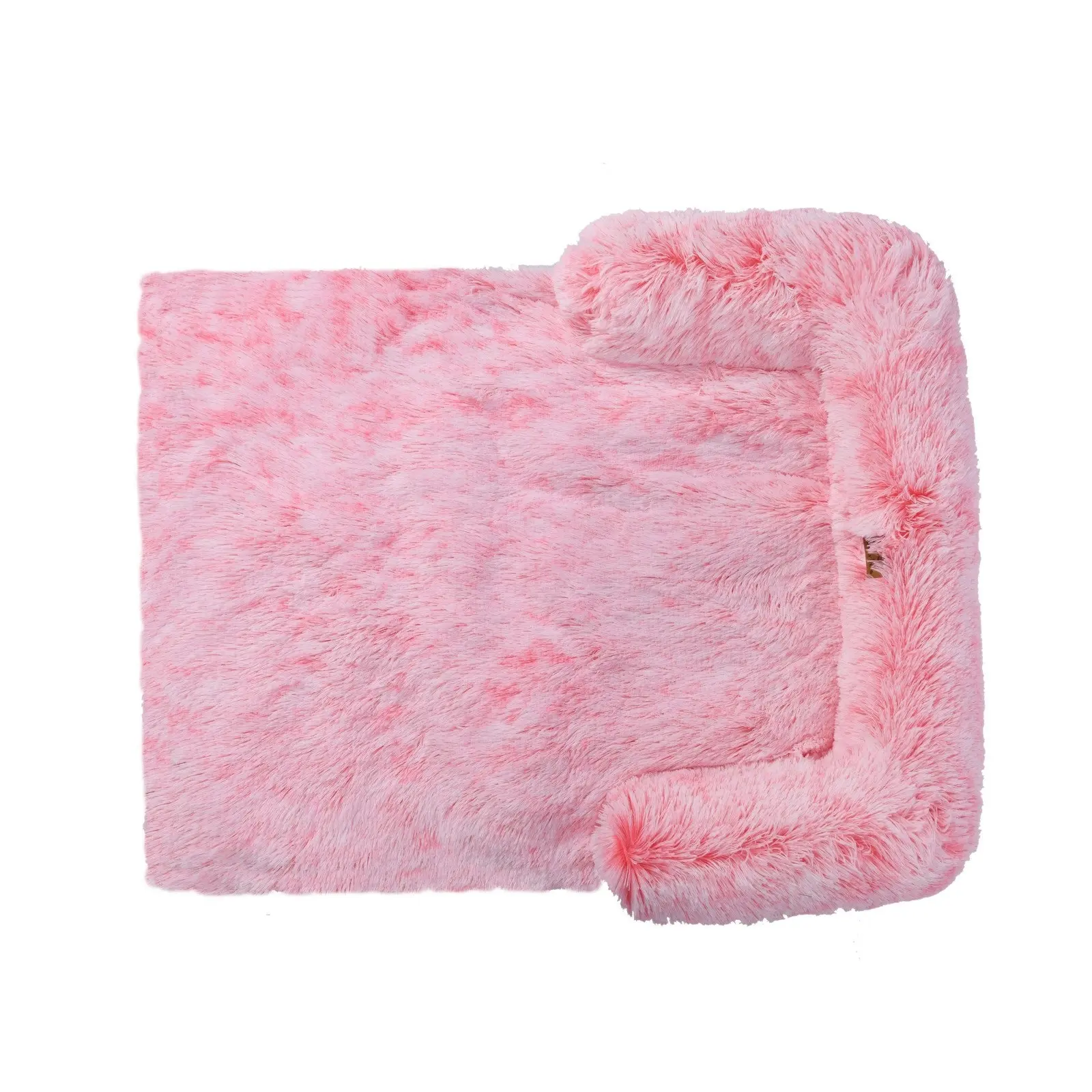 Charlie's Shaggy Faux Fur Bolster Sofa Protector Calming Dog Bed Ombre Pink Large