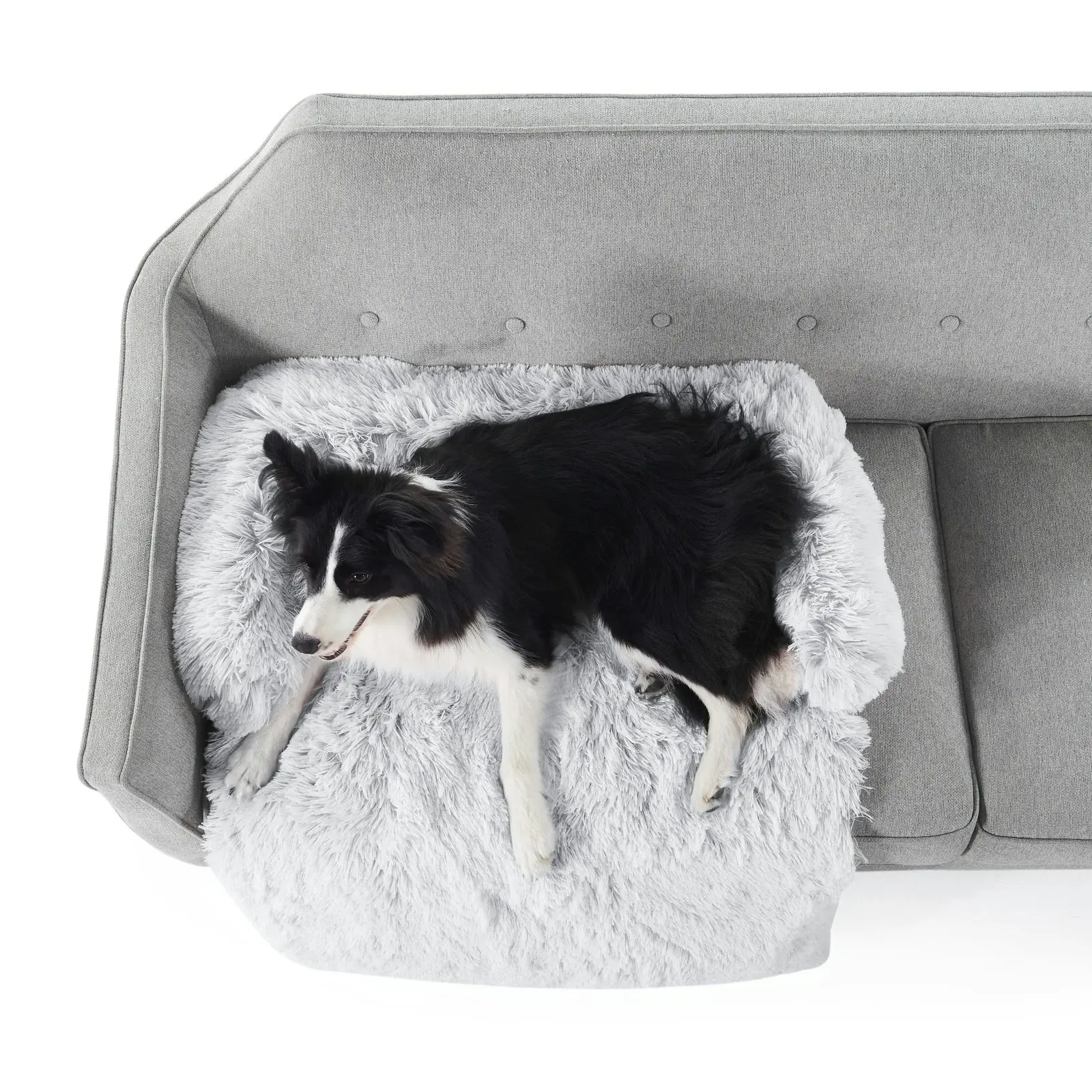 Charlie's Shaggy Faux Fur Bolster Sofa Protector Calming Dog Bed Arctic White 120x105x15cm XX-Large