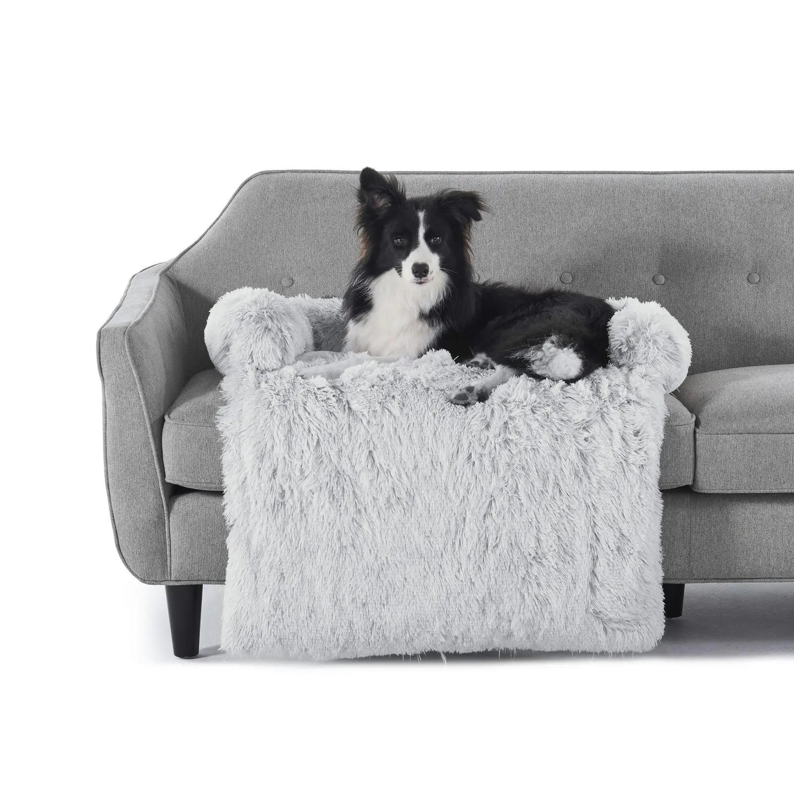 Charlie's Shaggy Faux Fur Bolster Sofa Protector Calming Dog Bed Arctic White 120x105x15cm XX-Large