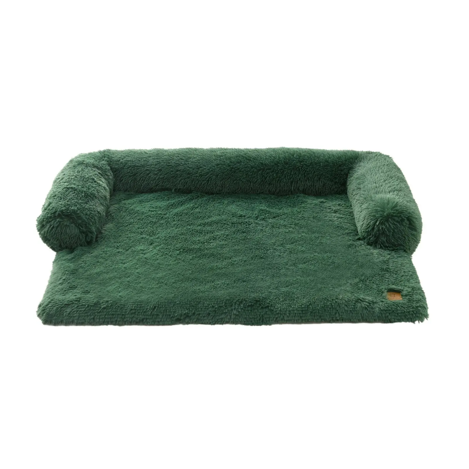 Charlie's Shaggy Faux Fur Bolster Sofa Protector Calming Dog Bed Eden Green XX-Large