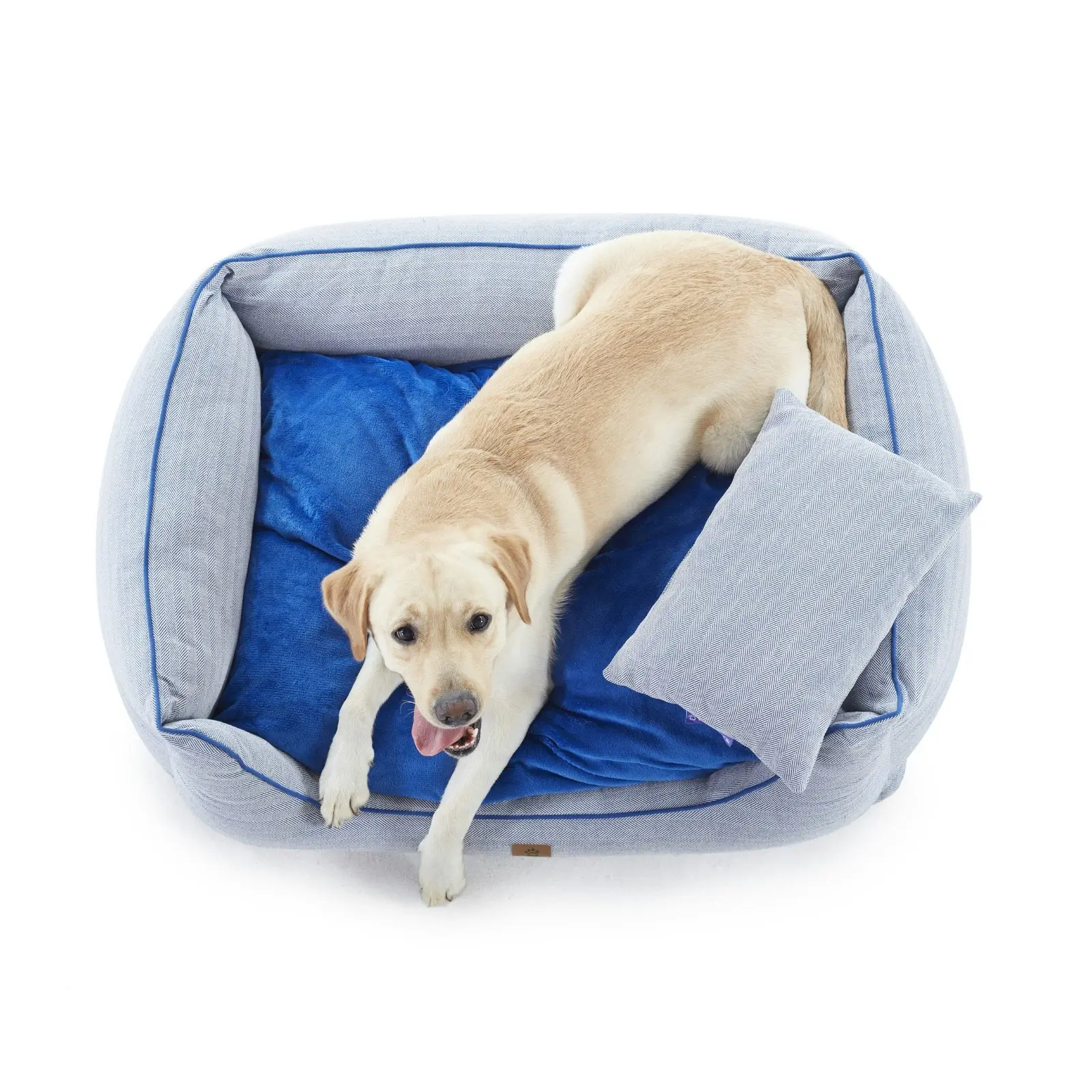 Charlie's Hampton Herringbone 3pc Dog Bed Blue Large