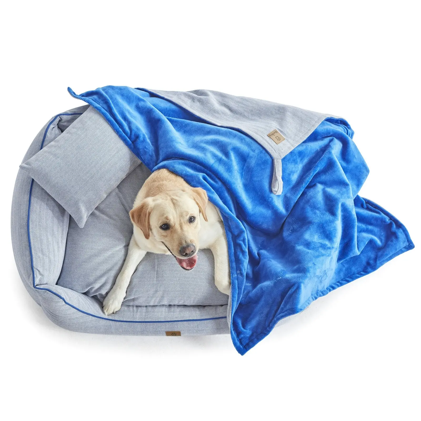 Charlie's Hampton Herringbone 3pc Dog Bed Blue Large