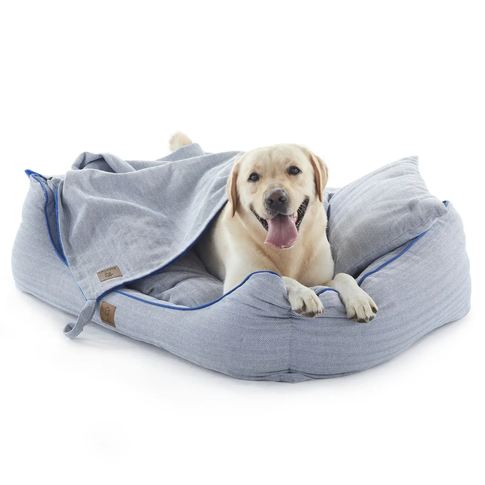 Charlie's Hampton Herringbone 3pc Dog Bed Blue Large