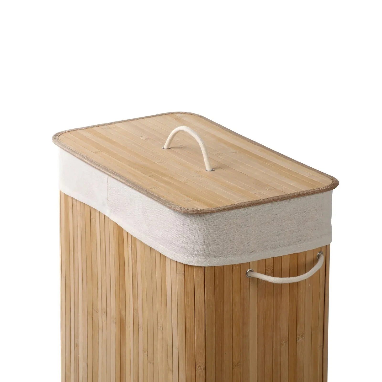 Sherwood Home Extra Large Rectangular Foldable Bamboo Laundry Hamper- 2 Sided Natural Brown