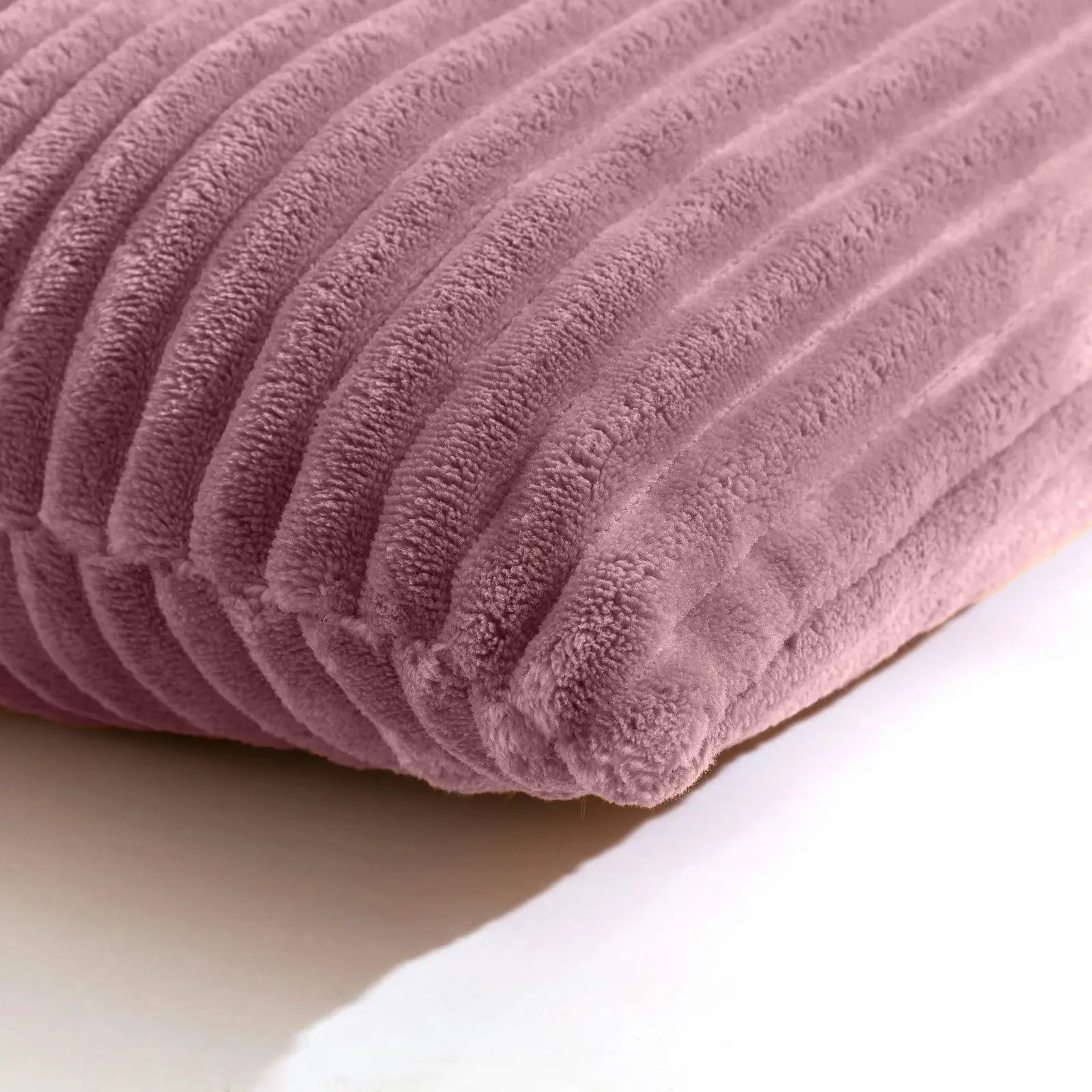 Dreamaker Embossed Teddy Fleece Cushion Blush 45x45cm