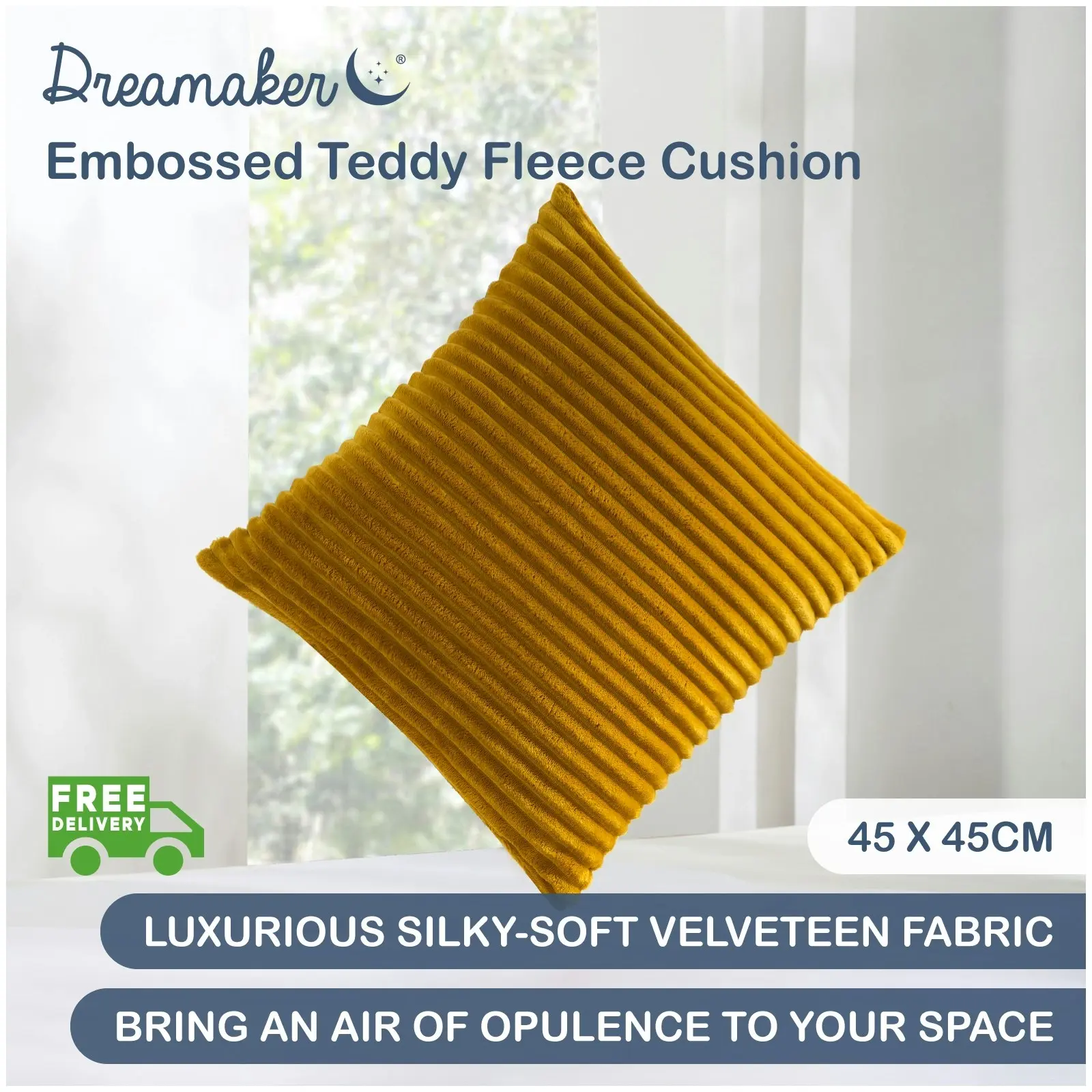 Dreamaker Embossed Teddy Fleece Cushion 45x45cm