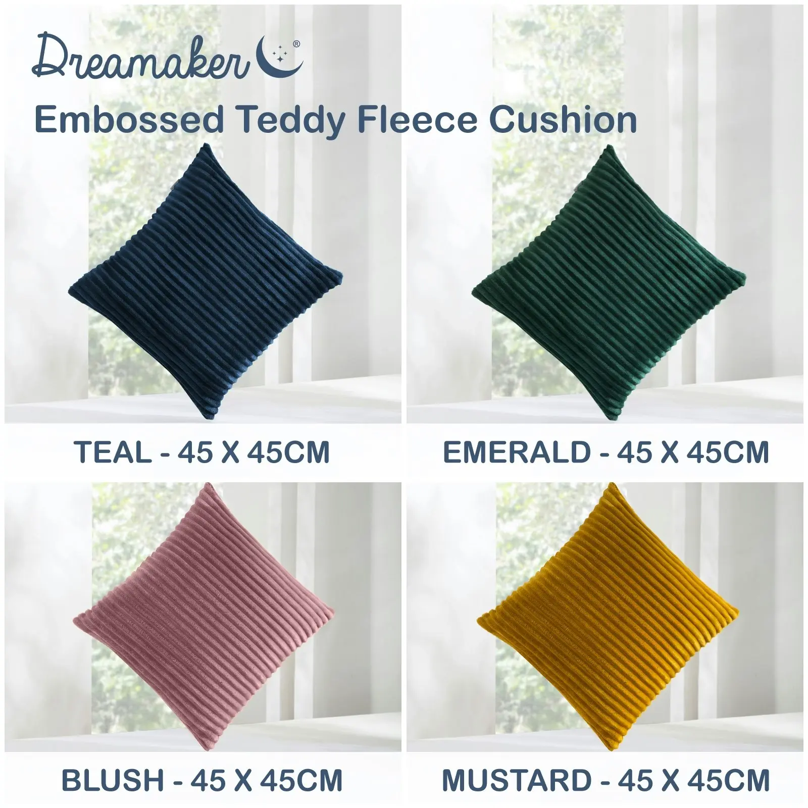 Dreamaker Embossed Teddy Fleece Cushion 45x45cm