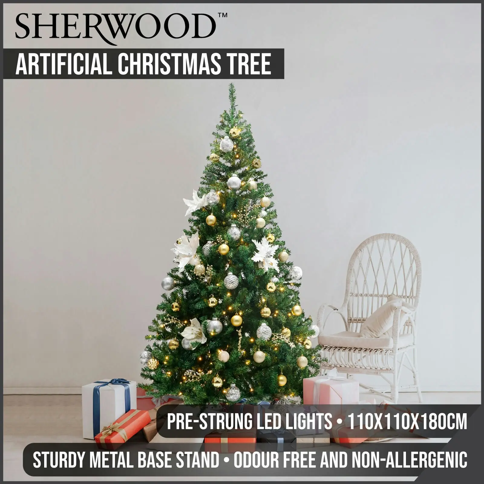 Sherwood Realistic Christmas Trees with LED Lights Green 180cm