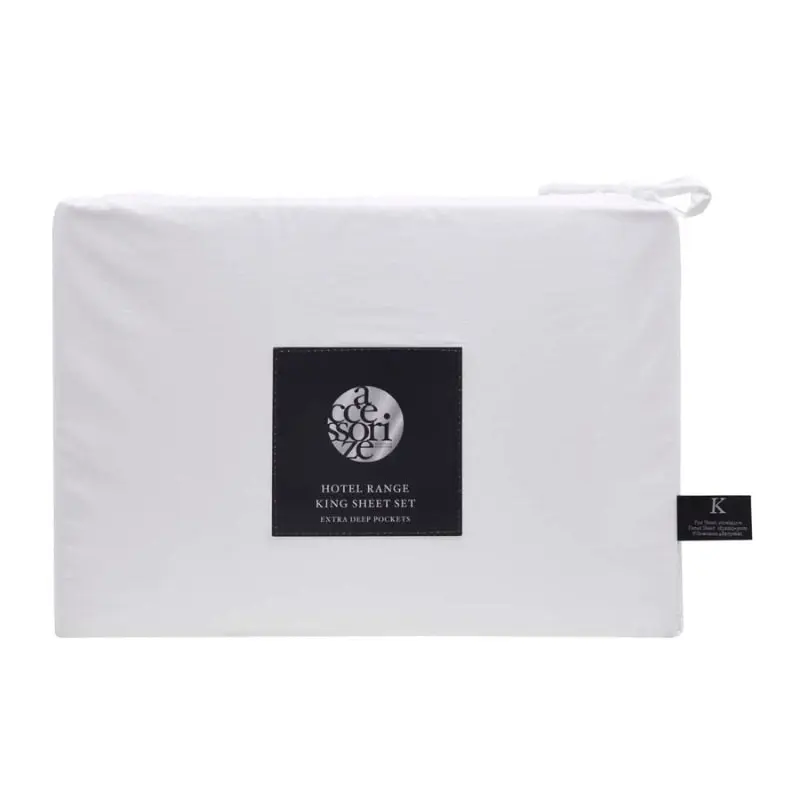 Accessorize Hotel Deluxe Cotton Piped White Sheet Set