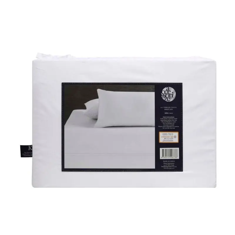 Accessorize Hotel Deluxe Cotton Piped White Sheet Set