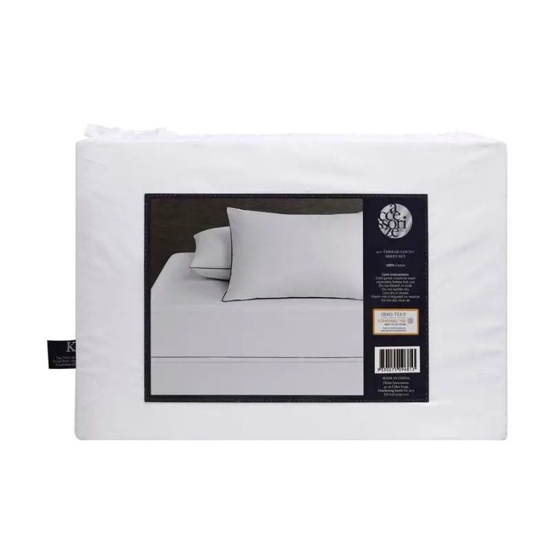 Accessorize Hotel Deluxe Cotton Piped White and Black Sheet Set