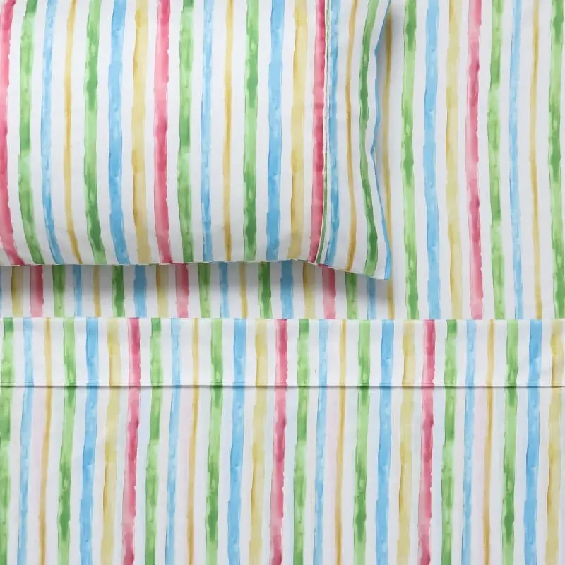 Happy Kids Stripes Printed Microfibre Sheet Set