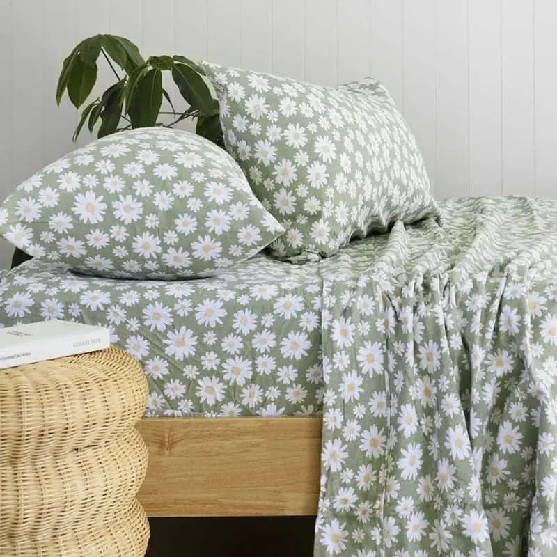 Bambury Daisy Flannelette Sheet Set