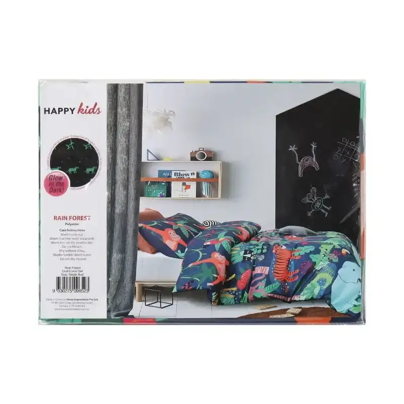 Happy Kids Rainforest Glow in the Dark Multi Quilt Cover Set