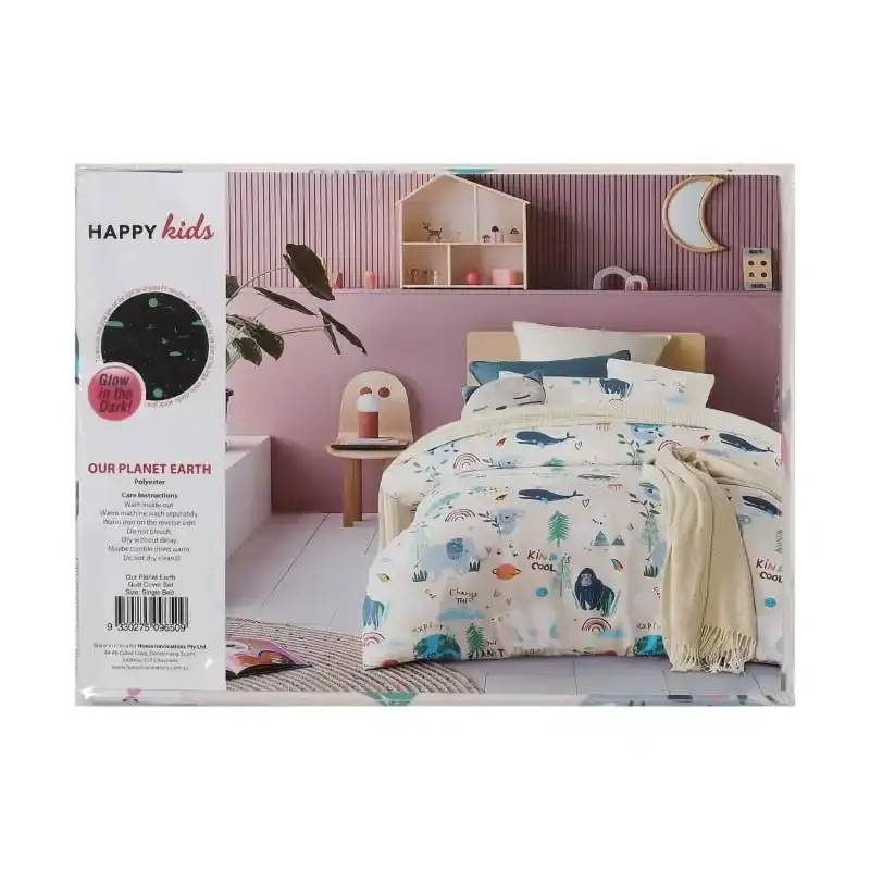 Happy Kids Our Planet Earth Glow in the Dark Multi Quilt Cover Set