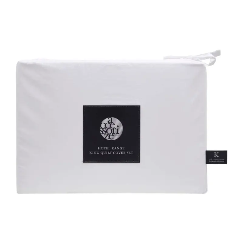 Accessorize Hotel Tailored Deluxe Cotton White Quilt Cover Set