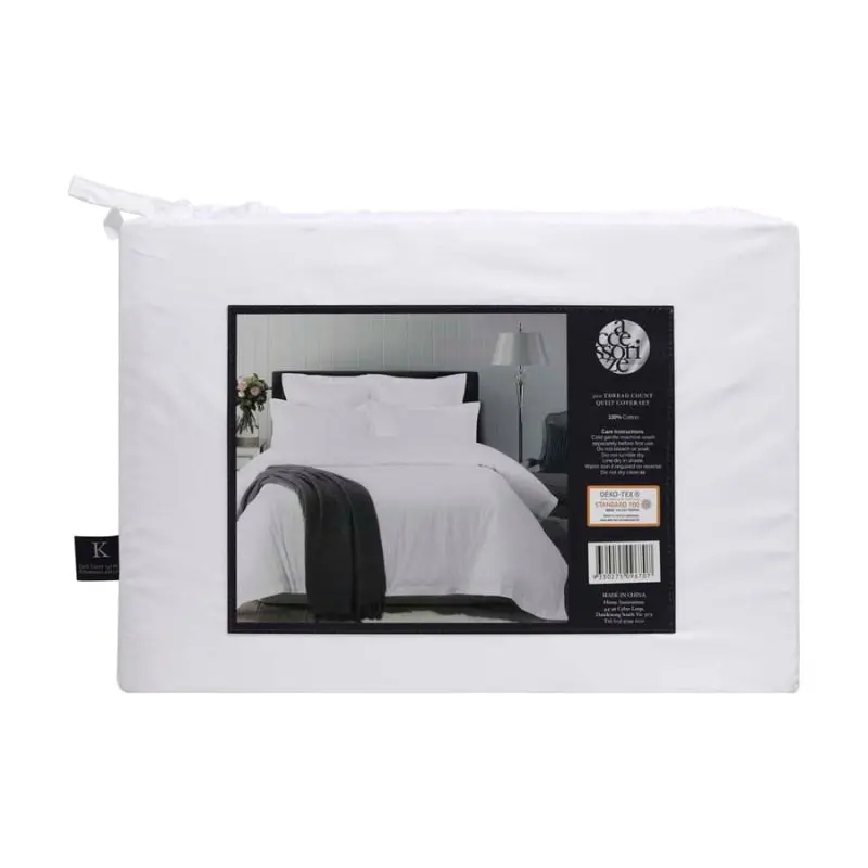 Accessorize Hotel Tailored Deluxe Cotton White Quilt Cover Set