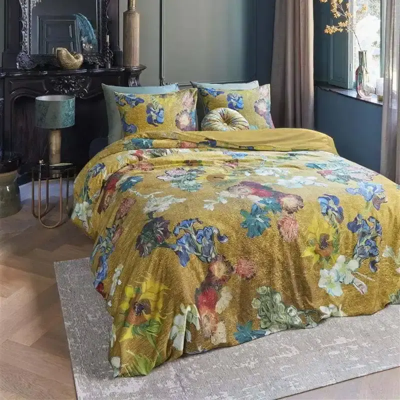 Bedding House Van Gogh Partout des Fleurs Cotton Sateen Gold Quilt Cover Set