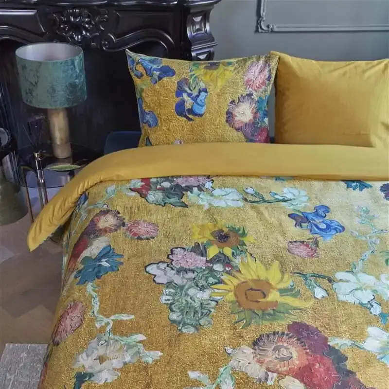 Bedding House Van Gogh Partout des Fleurs Cotton Sateen Gold Quilt Cover Set