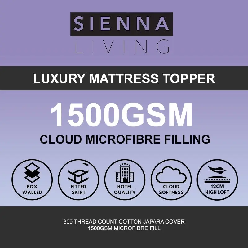 Sienna Living Luxury Hotel 1500GSM Mattress Topper