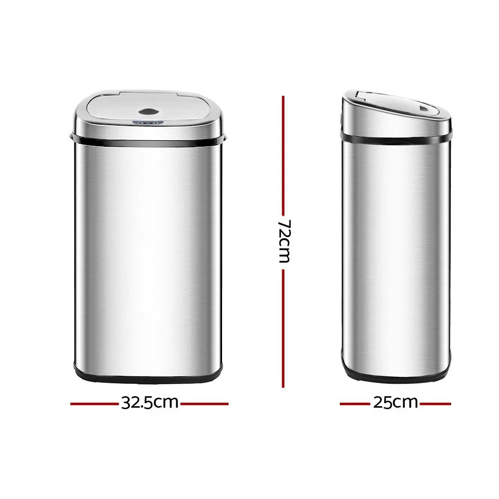 Devanti 50L Motion Sensor Bin Rubbish Automatic Silver