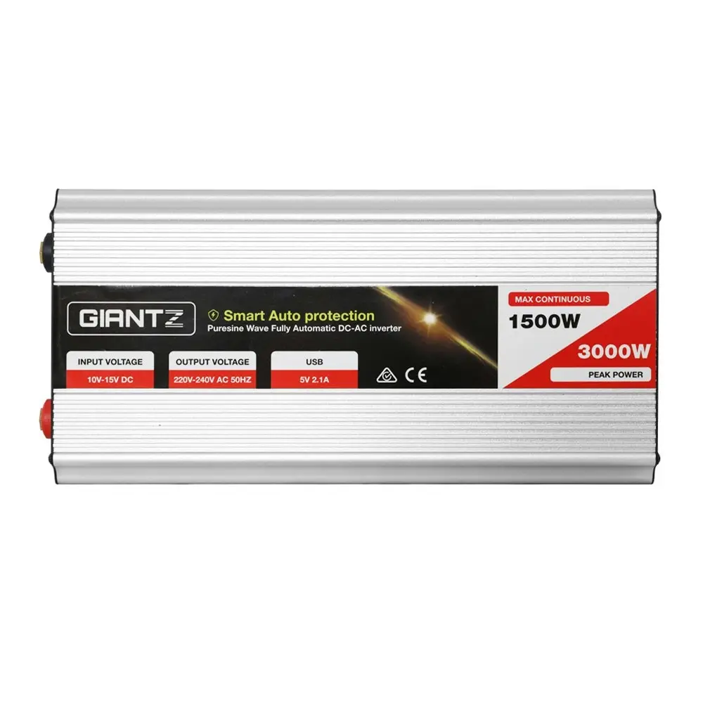 Giantz Power Inverter 1500W/3000W 12V to 240V Pure Sine Wave Camping Car Boat