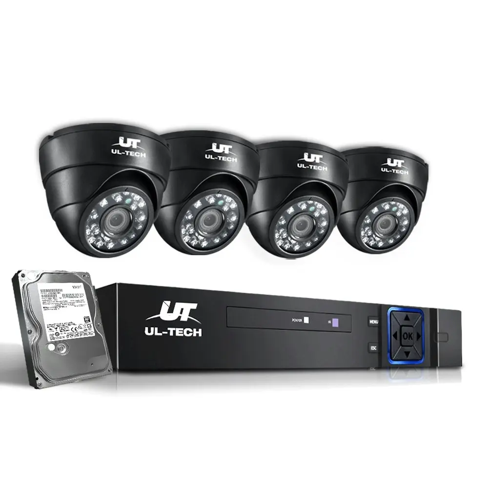 UL-tech CCTV Camera Security System 4CH DVR 4 Dome Cameras 2TB Hard Drive