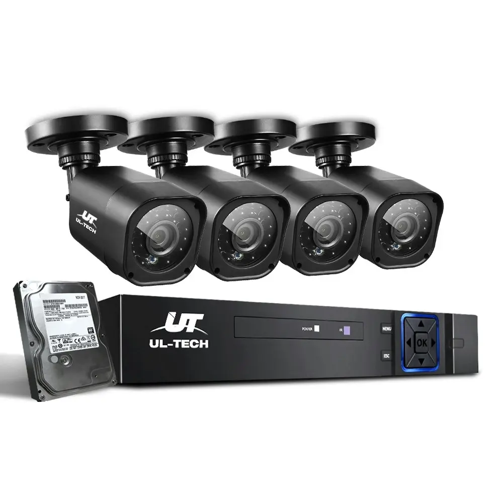 UL-tech CCTV Camera Security System 4CH DVR 4 Square Cameras 2TB Hard Drive