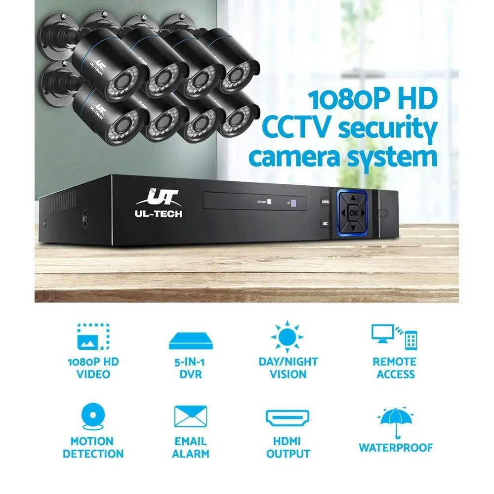 UL-tech CCTV Security System 8CH DVR 8 Cameras 1080p