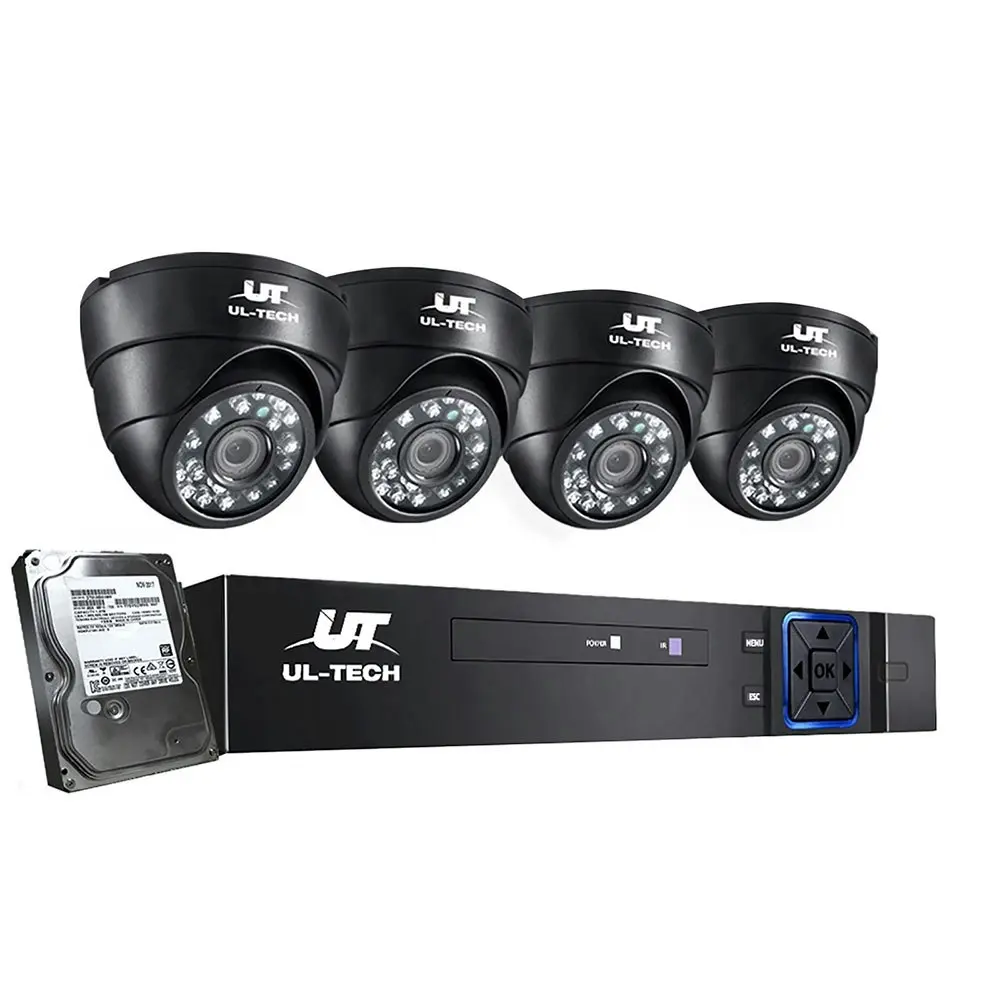 UL-tech CCTV Camera Security System 8CH DVR 4 Dome Cameras 1TB Hard Drive