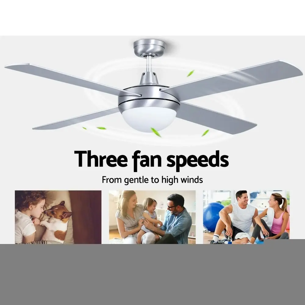 Devanti 52'' Ceiling Fan AC Motor w/Light w/Remote - Silver